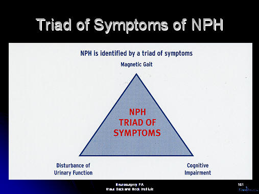 triad of symptoms, gait ataxia, incontinence, dementia